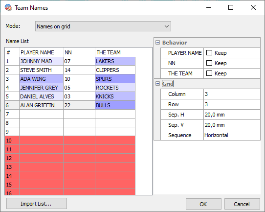 HF Team Names 5 J